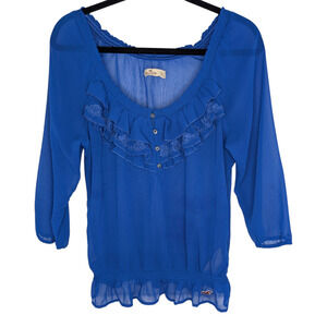 Hollister Y2K Ruffled Romantic Blue Top
